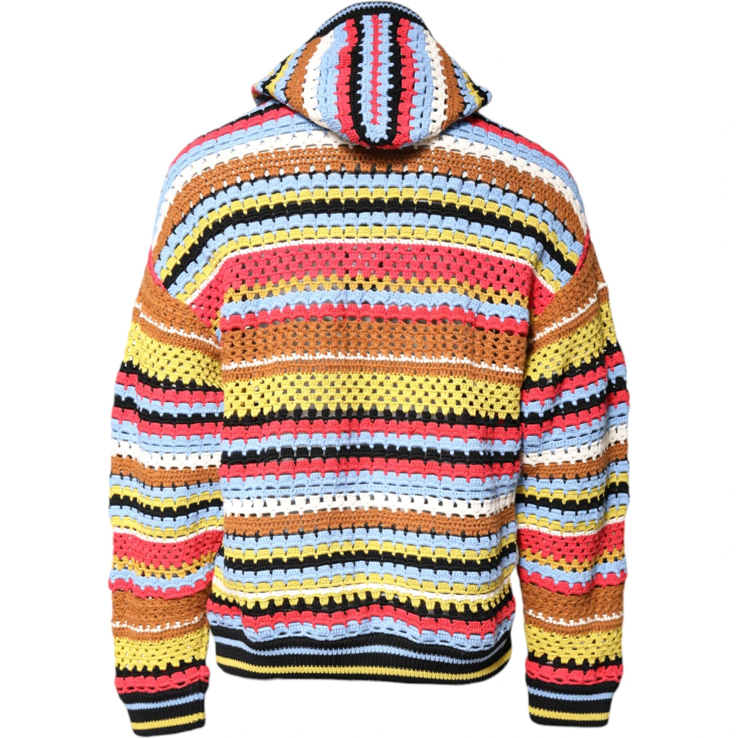 Multicolor Cotton Hooded Pullover Sweater