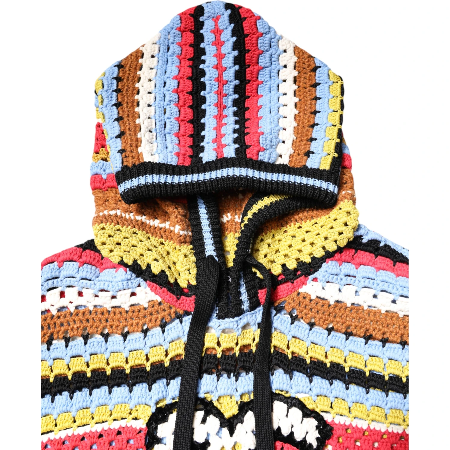 Multicolor Cotton Hooded Pullover Sweater