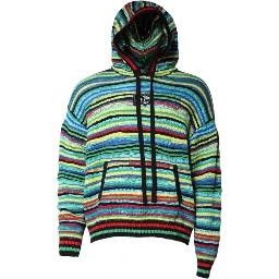 Multicolor Cotton Hooded Pullover Sweater
