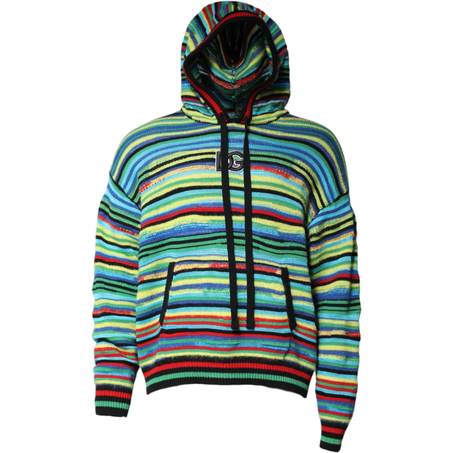Multicolor Cotton Hooded Pullover Sweater