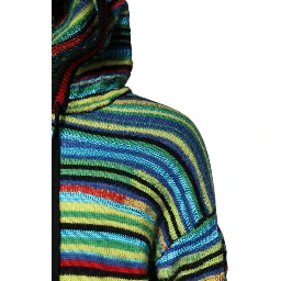 Multicolor Cotton Hooded Pullover Sweater