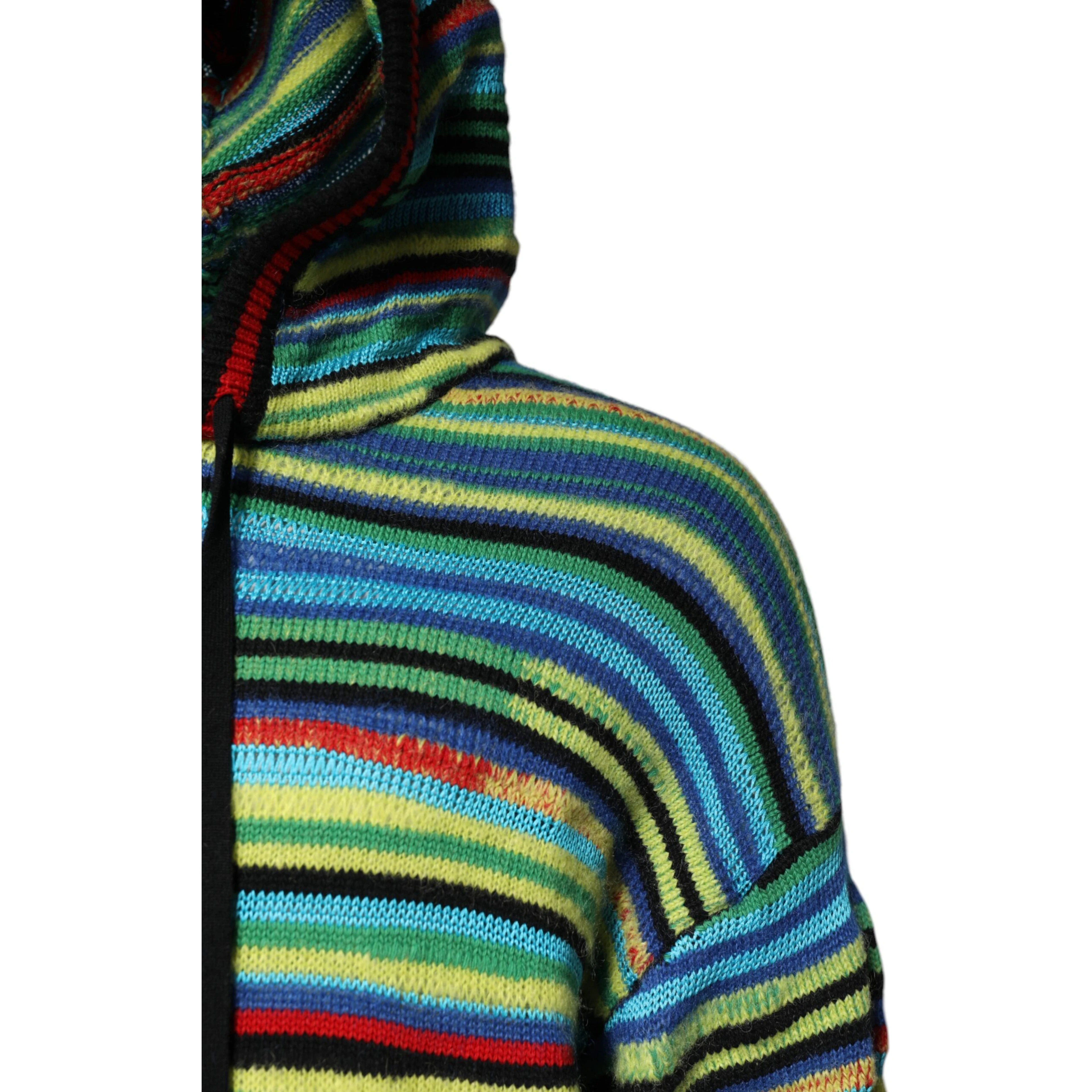 Multicolor Cotton Hooded Pullover Sweater