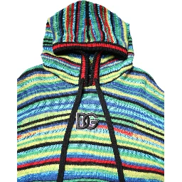 Multicolor Cotton Hooded Pullover Sweater
