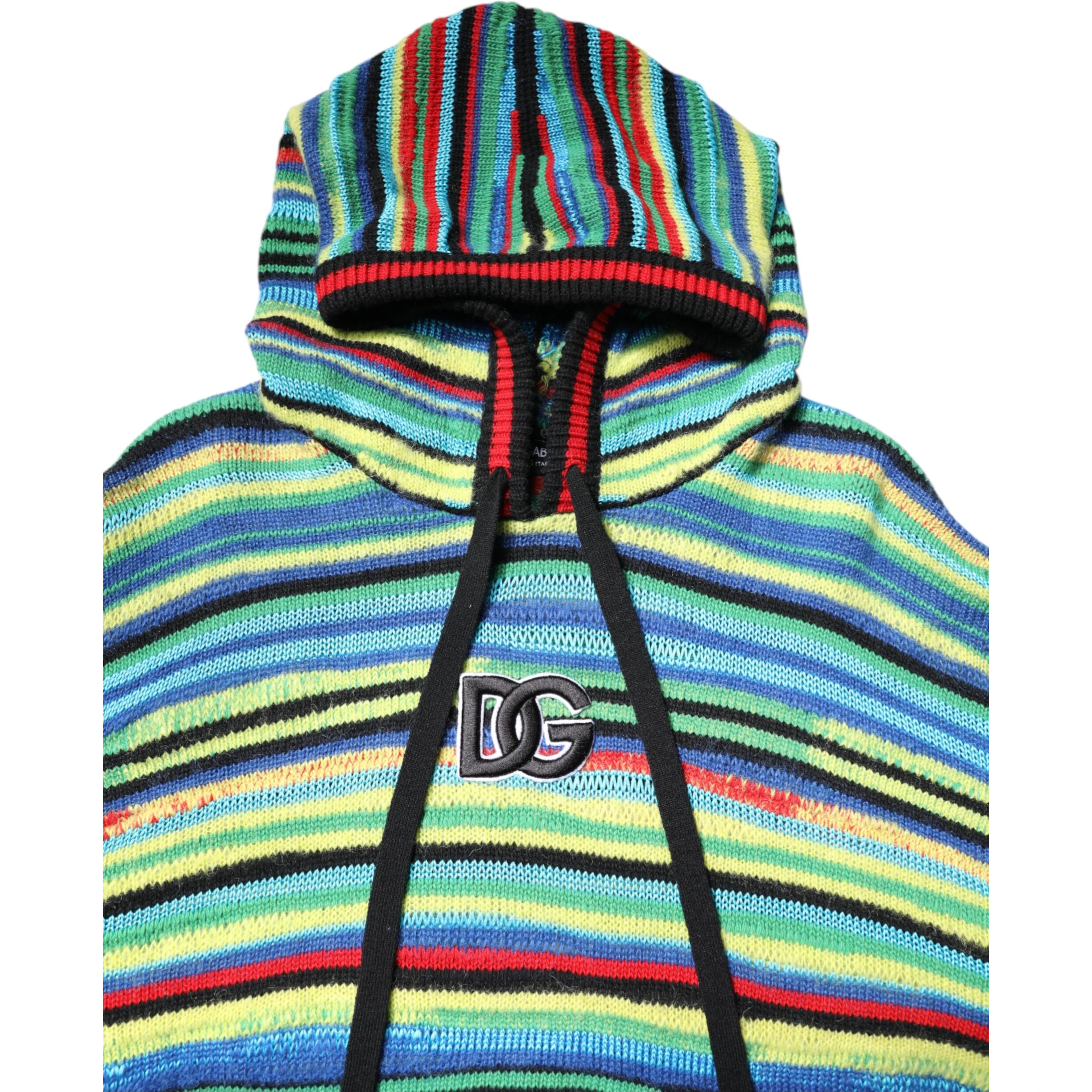 Multicolor Cotton Hooded Pullover Sweater
