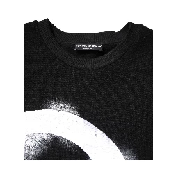 Black Cotton Logo Print Men Pullover Sweater