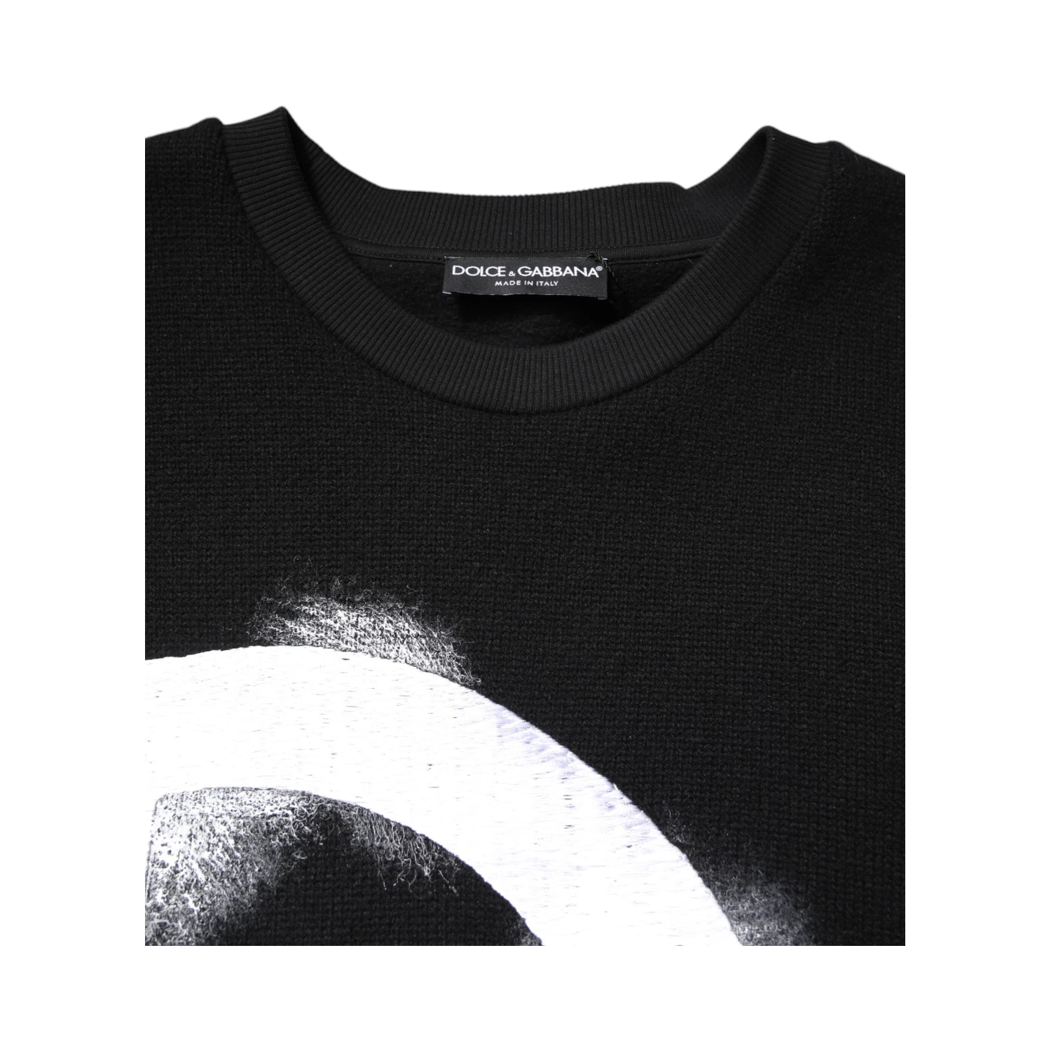 Black Cotton Logo Print Men Pullover Sweater