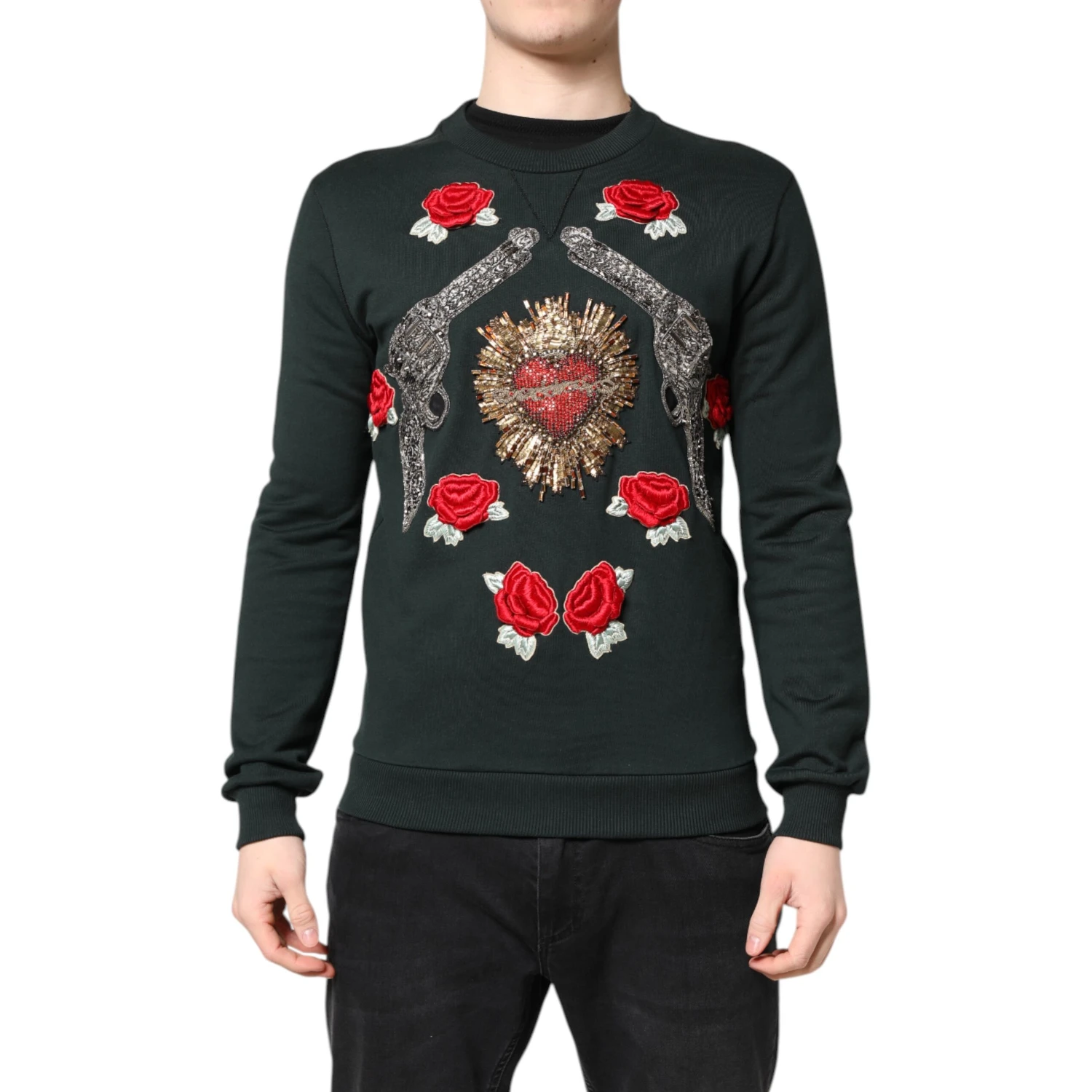 Black Sequined Embellished Pullover Sweater