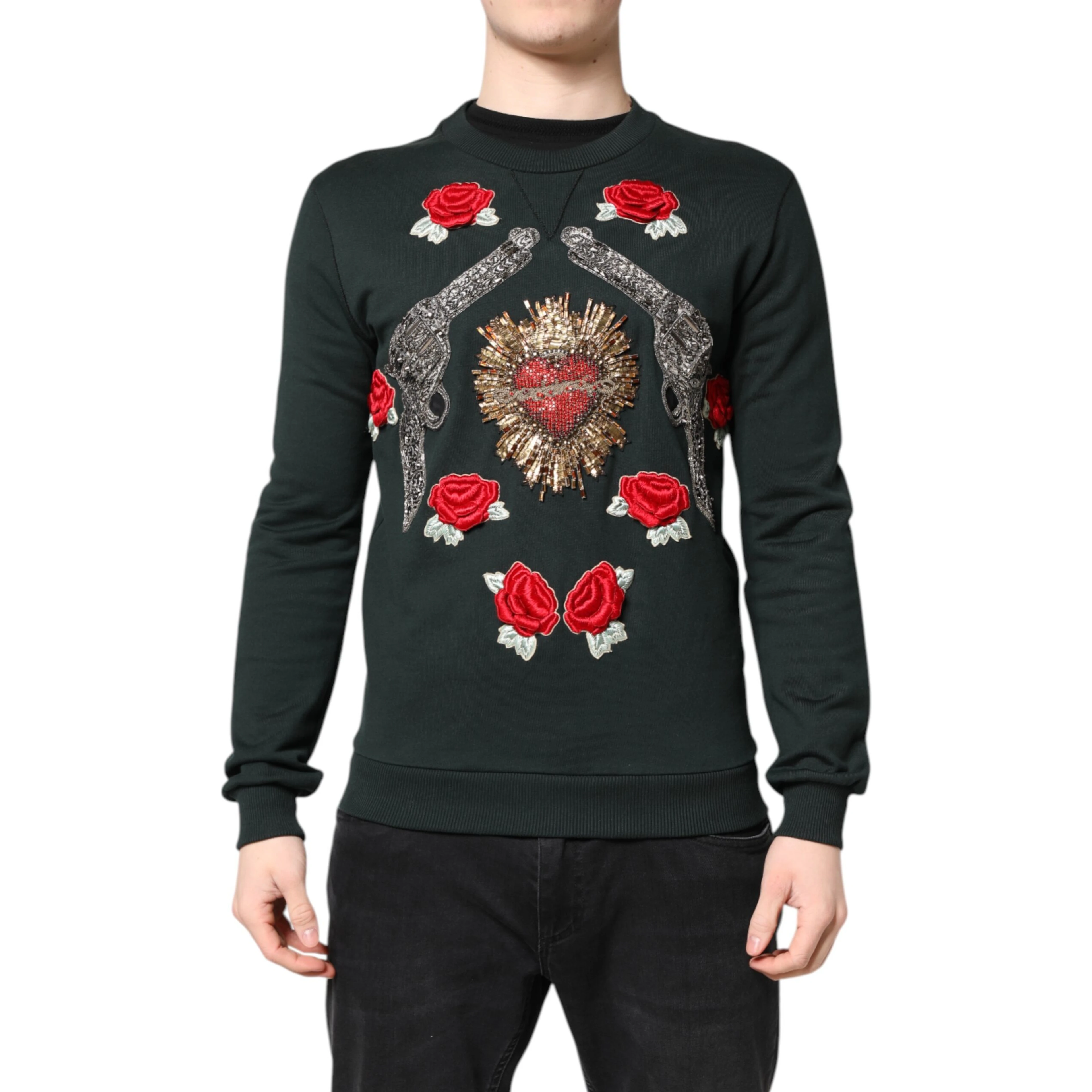 Black Sequined Embellished Pullover Sweater
