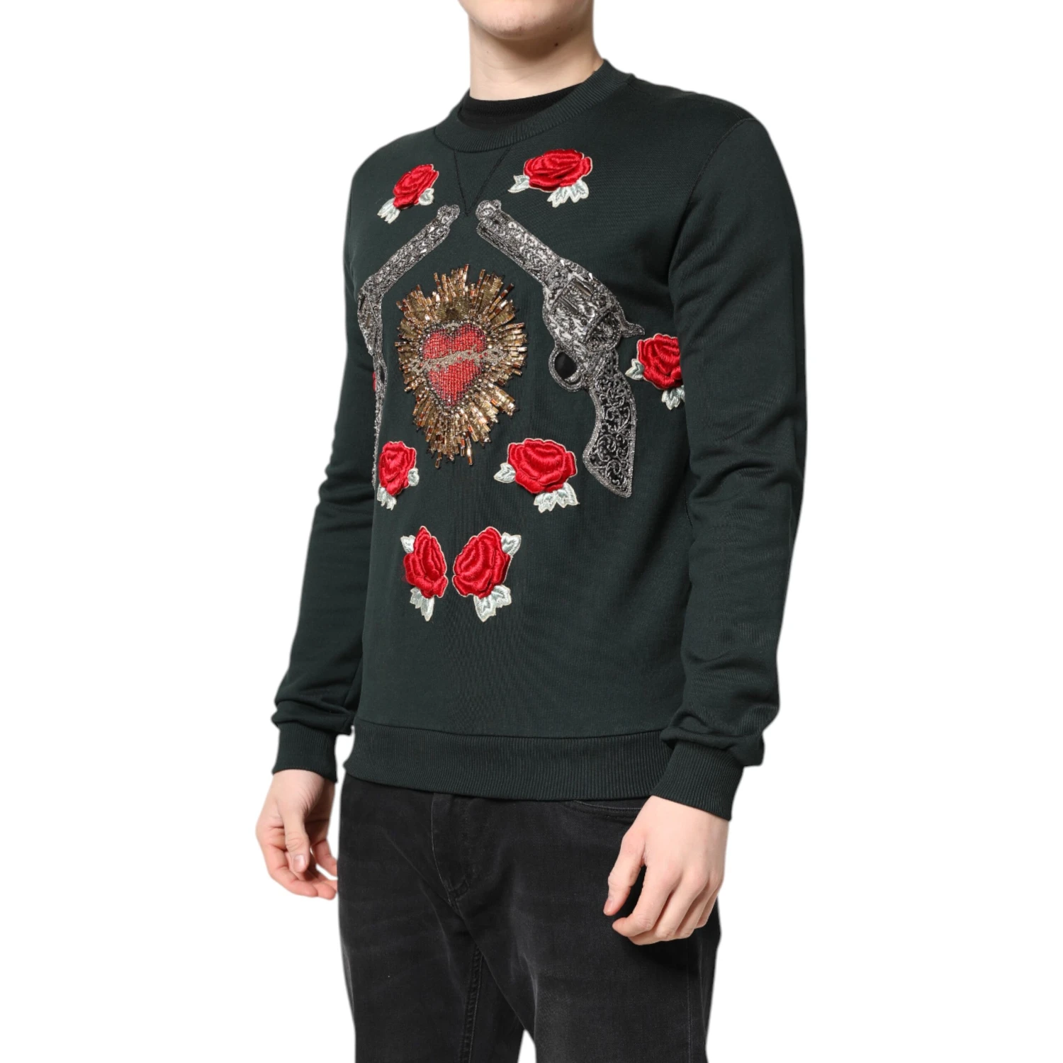 Black Sequined Embellished Pullover Sweater
