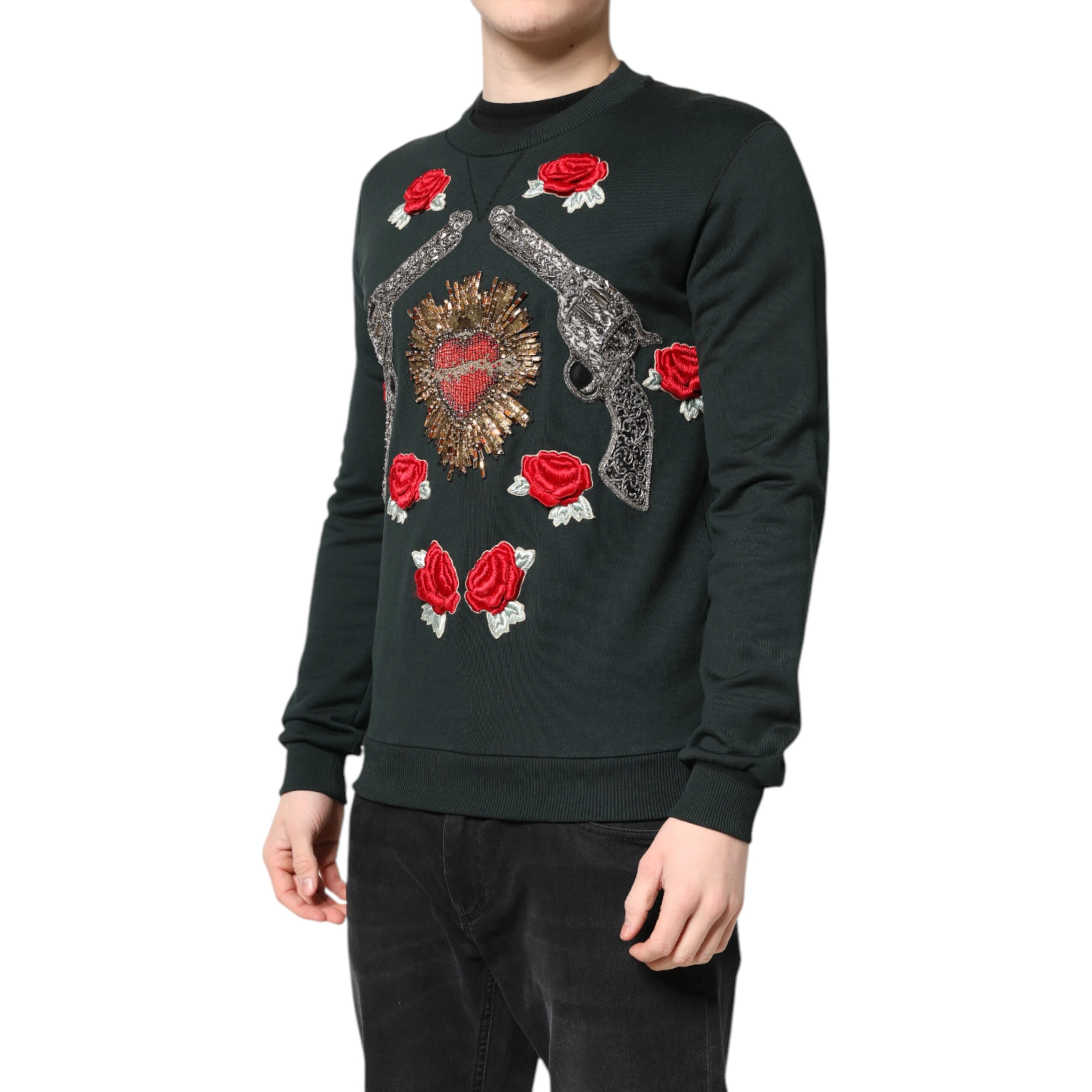 Black Sequined Embellished Pullover Sweater