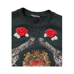 Black Sequined Embellished Pullover Sweater