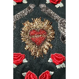 Black Sequined Embellished Pullover Sweater