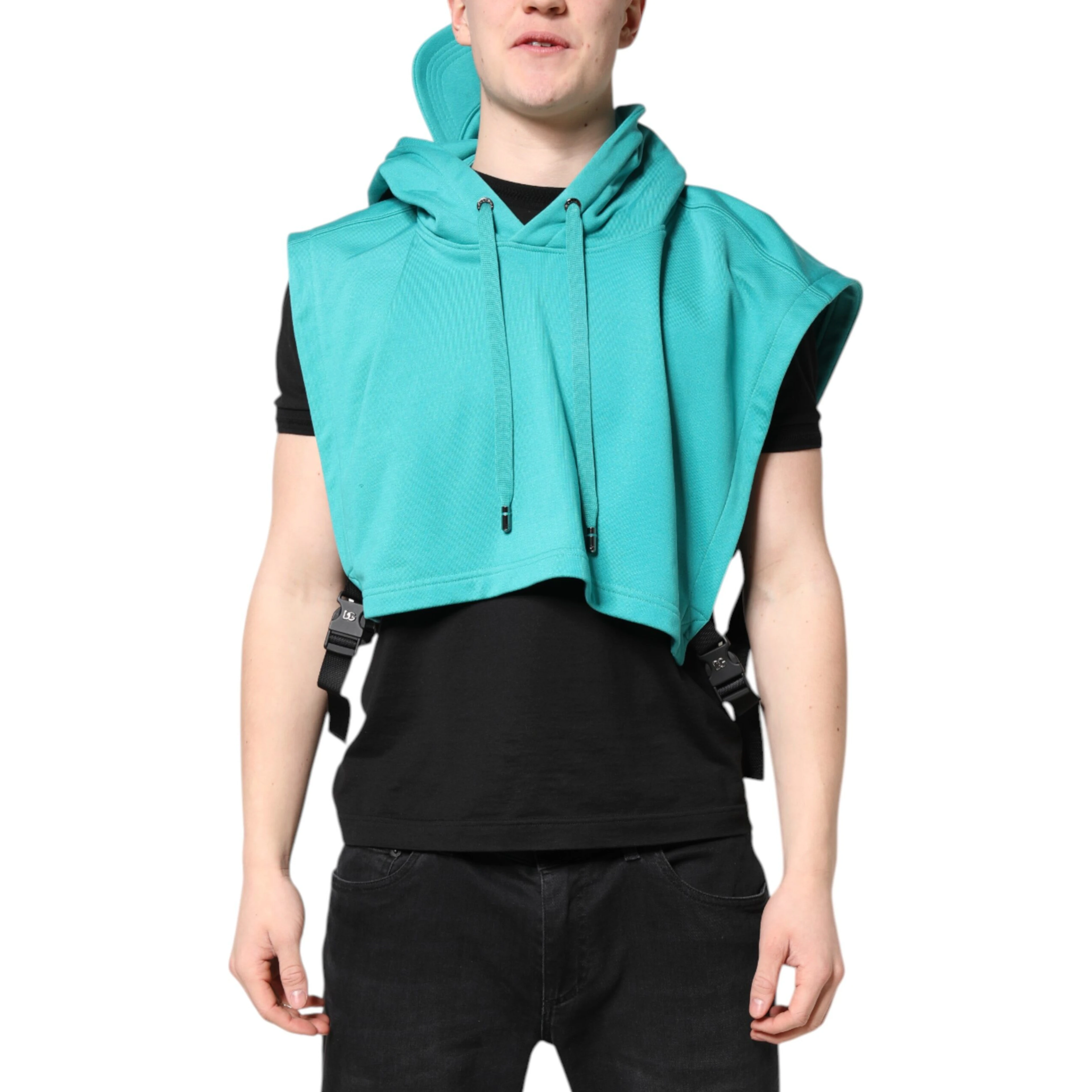 Green Cotton Hooded Men Sportswear Vest Sweater
