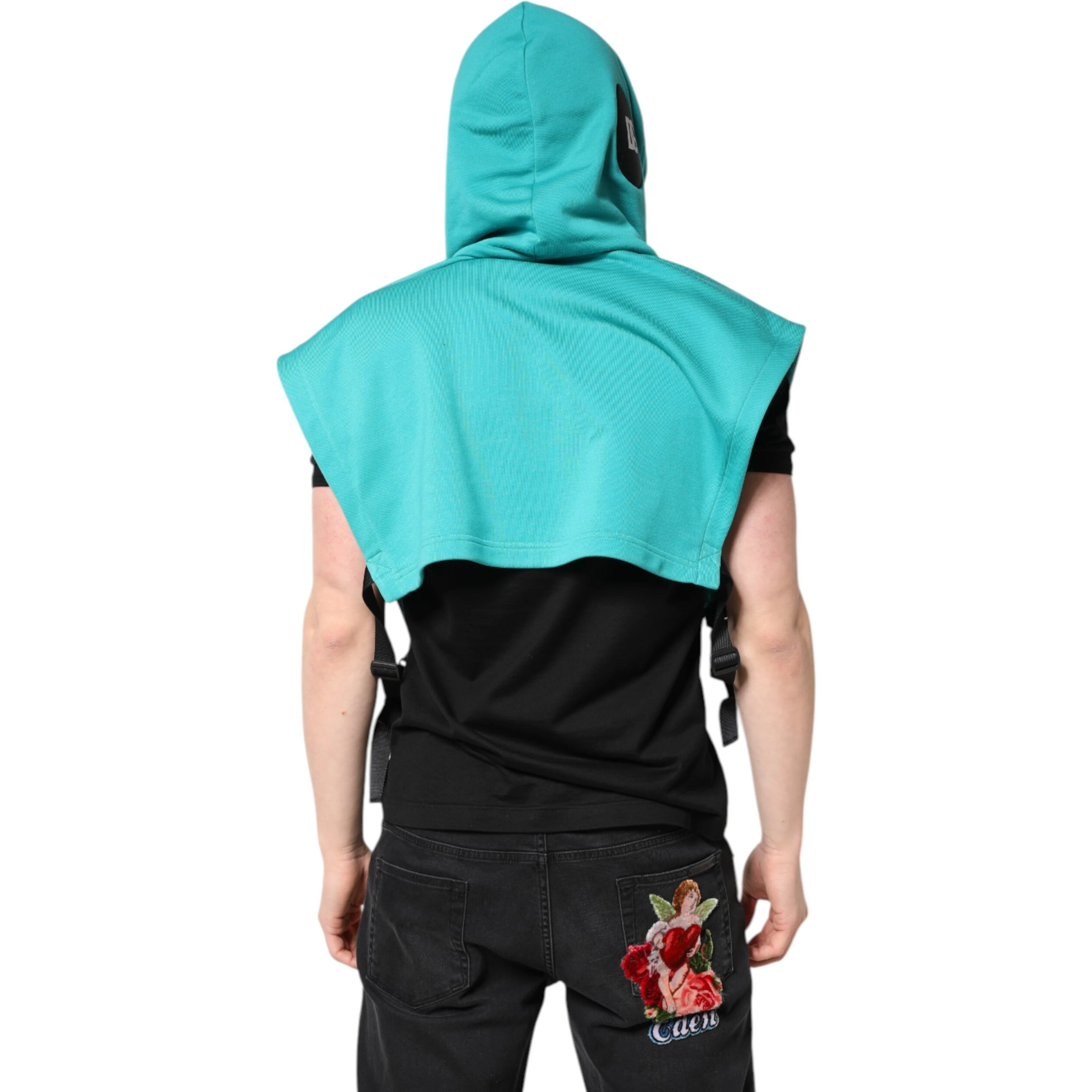 Green Cotton Hooded Men Sportswear Vest Sweater