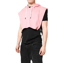 Pink Cotton Hooded Men Sportswear Vest Sweater