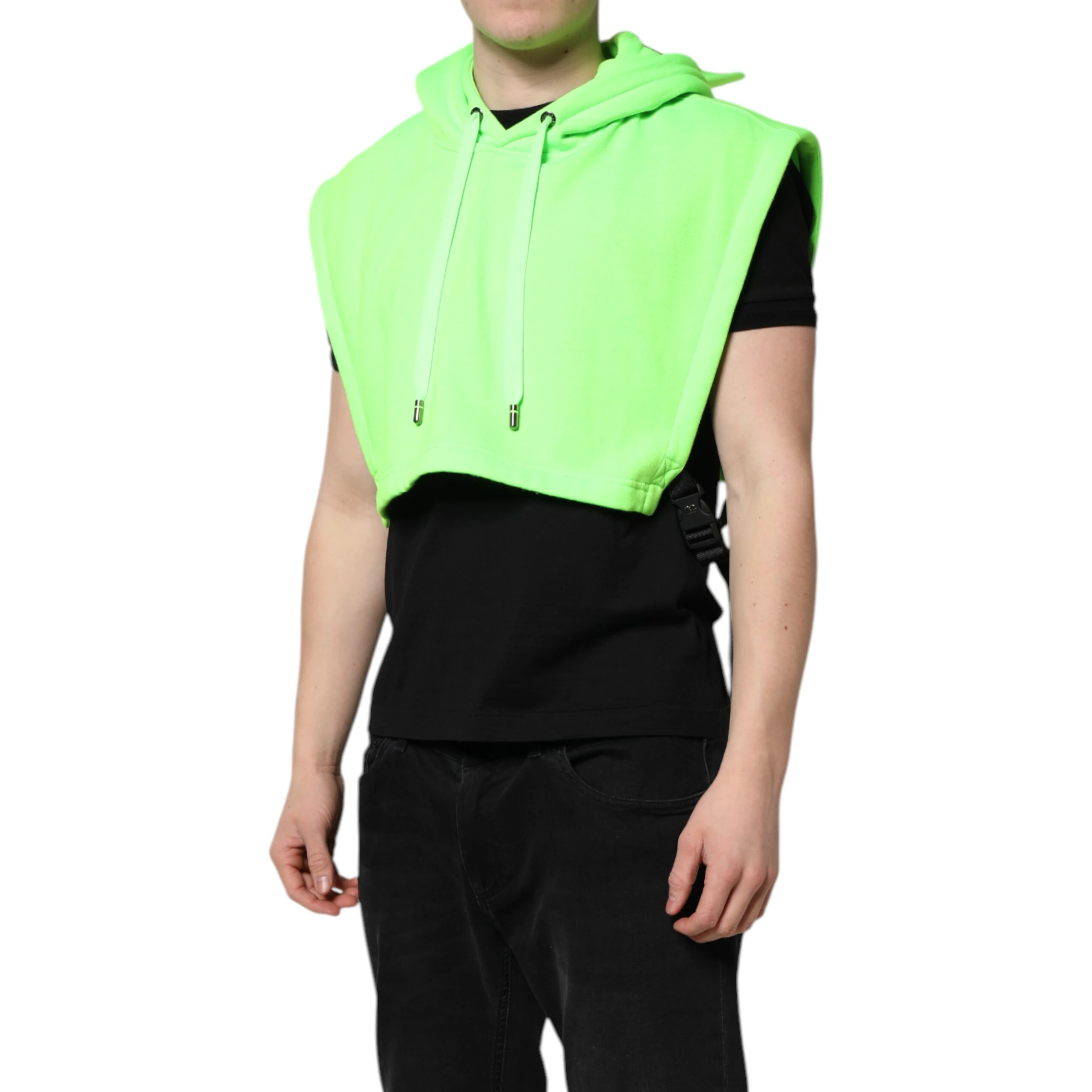 Green Polyester Hooded Sportswear Vest Sweater
