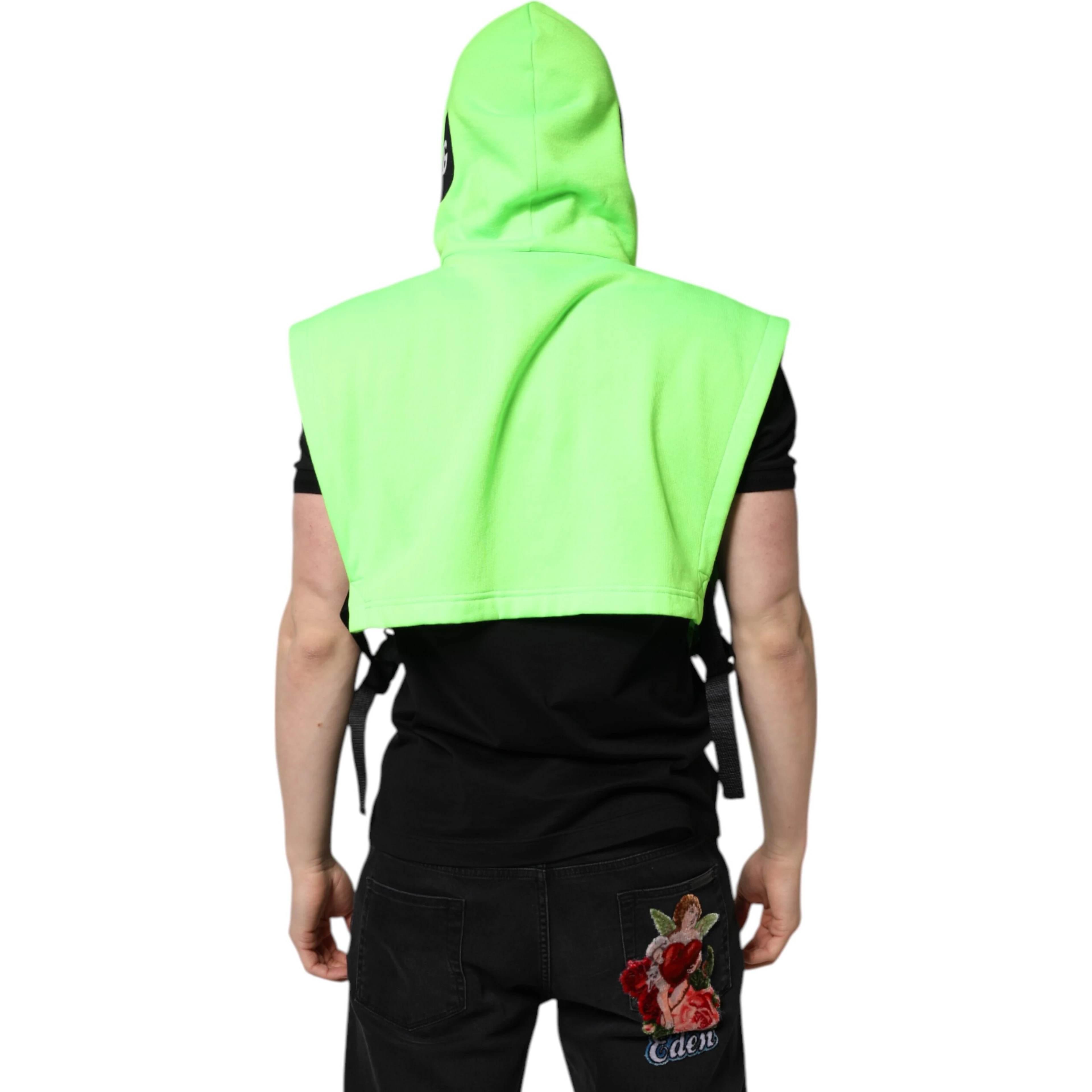 Green Polyester Hooded Sportswear Vest Sweater