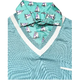 Green Printed Collared Short Sleeve T-shirt