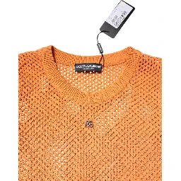 Orange Cashmere Round Neck Sleeveless T-shirt