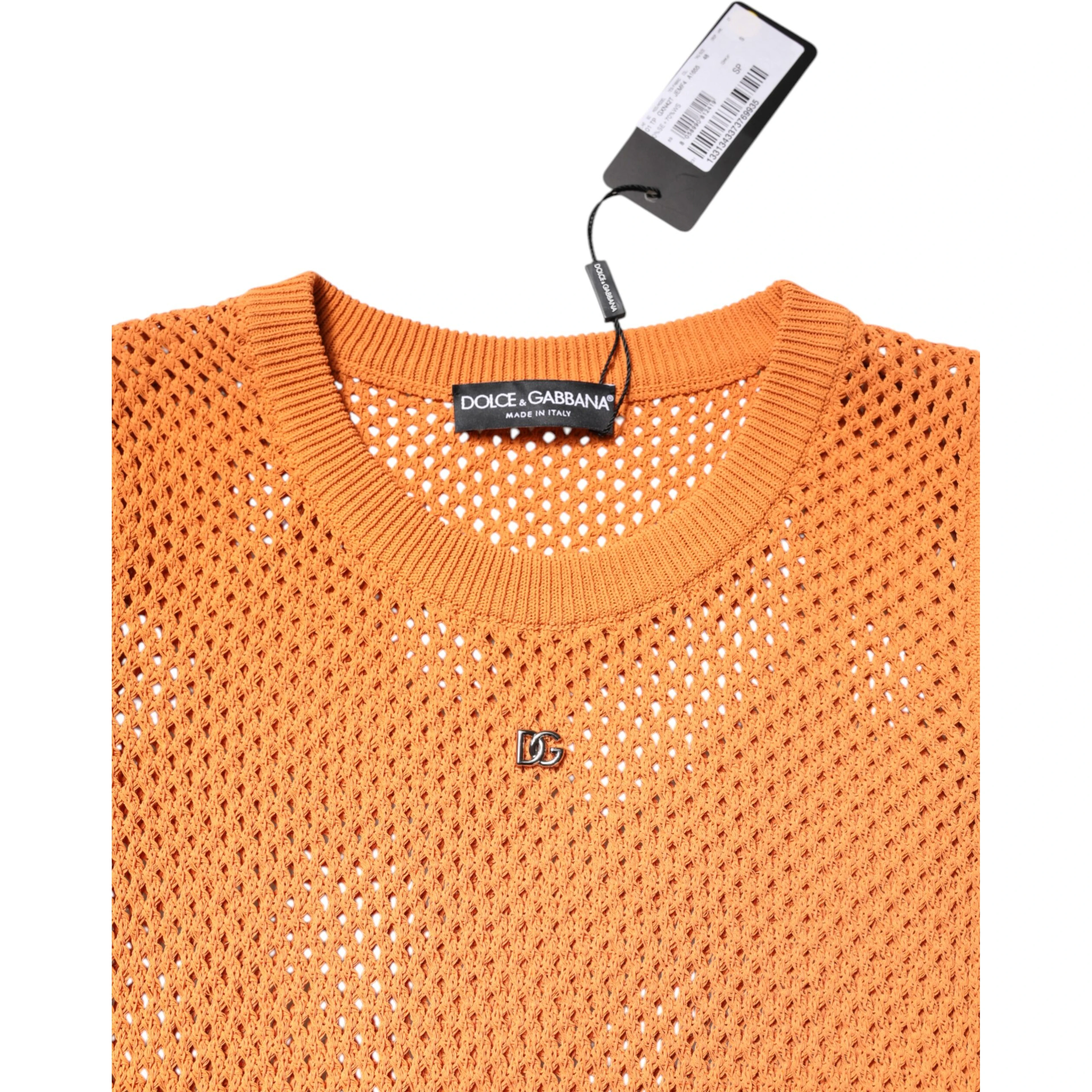 Orange Cashmere Round Neck Sleeveless T-shirt