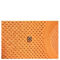 Orange Cashmere Round Neck Sleeveless T-shirt
