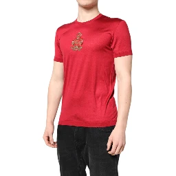 Red Silk DG Crown Logo Short Sleeve T-shirt