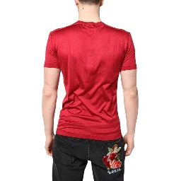 Red Silk DG Crown Logo Short Sleeve T-shirt