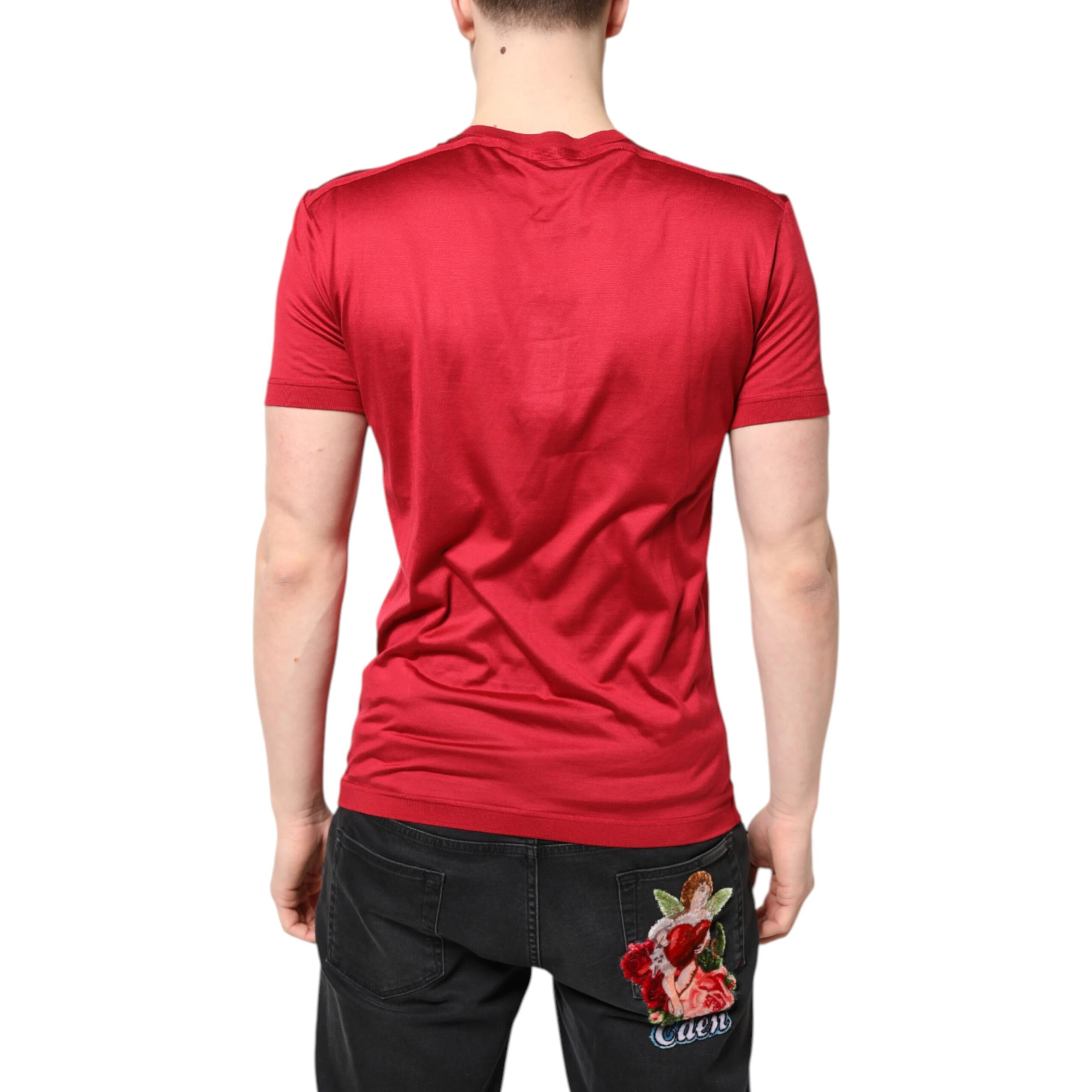 Red Silk DG Crown Logo Short Sleeve T-shirt