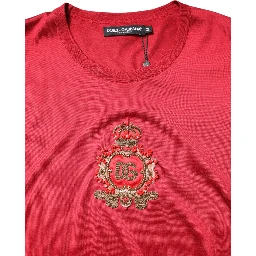 Red Silk DG Crown Logo Short Sleeve T-shirt