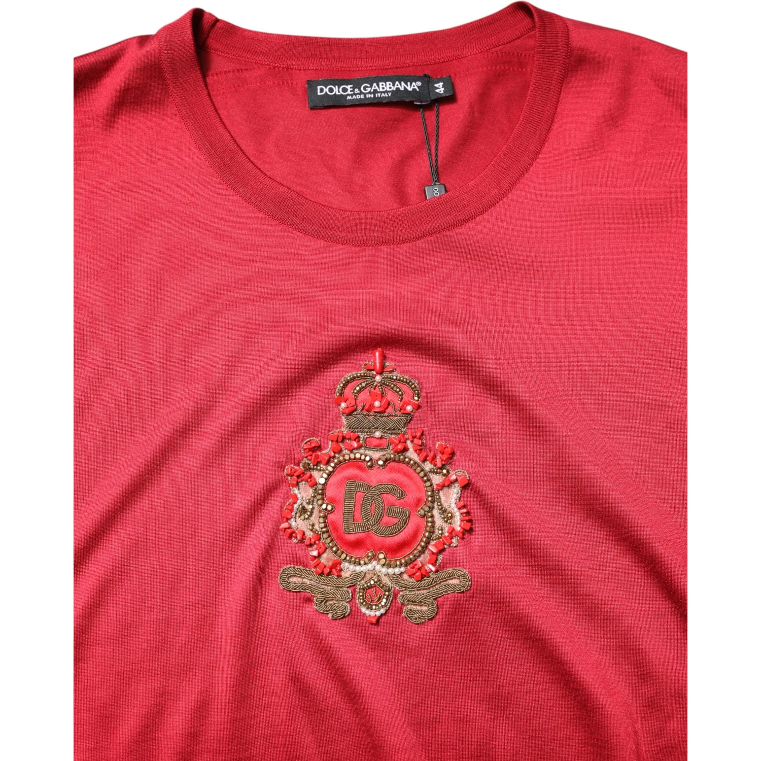 Red Silk DG Crown Logo Short Sleeve T-shirt