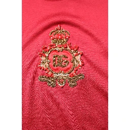 Red Silk DG Crown Logo Short Sleeve T-shirt
