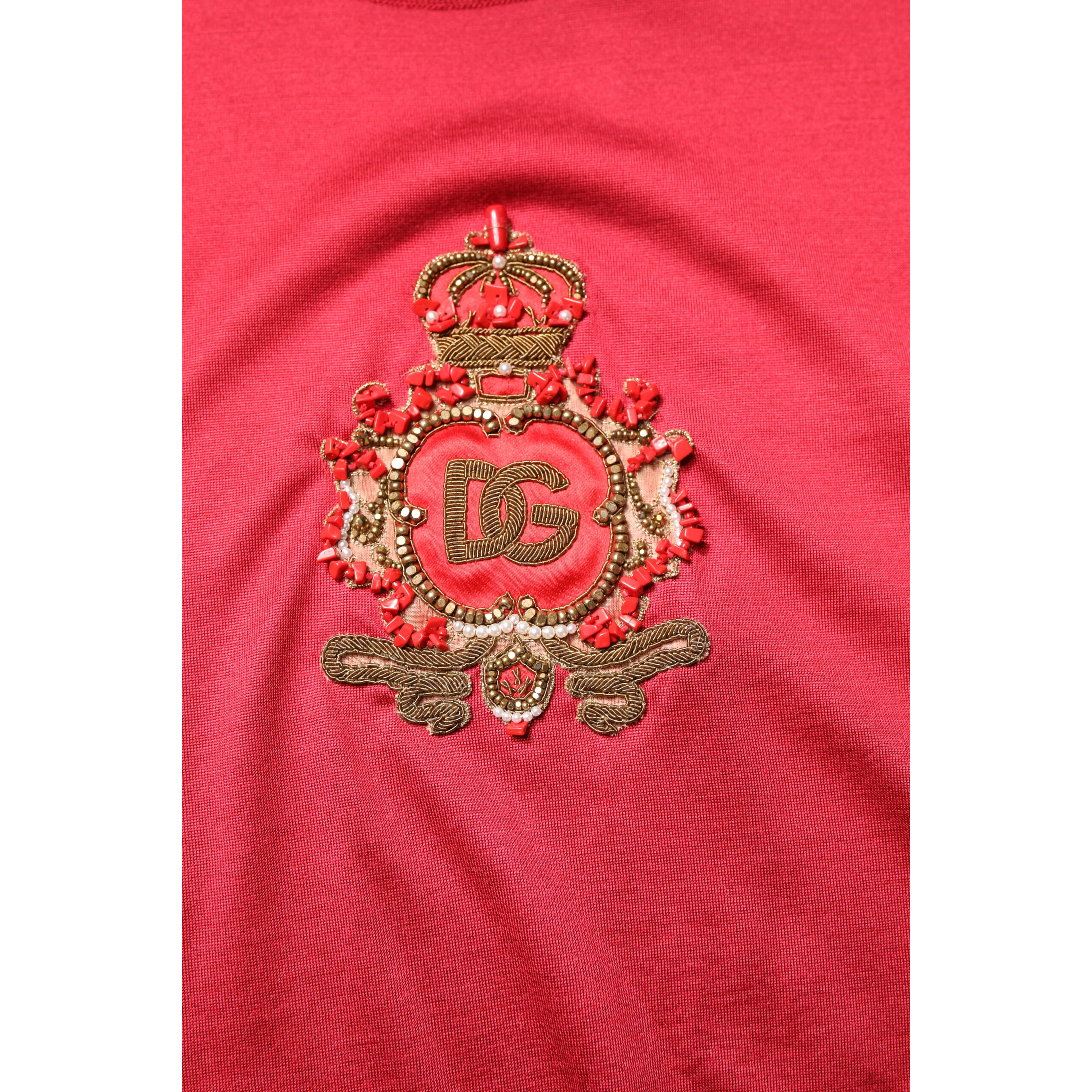 Red Silk DG Crown Logo Short Sleeve T-shirt
