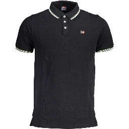 Black Cotton Men Polo Shirt
