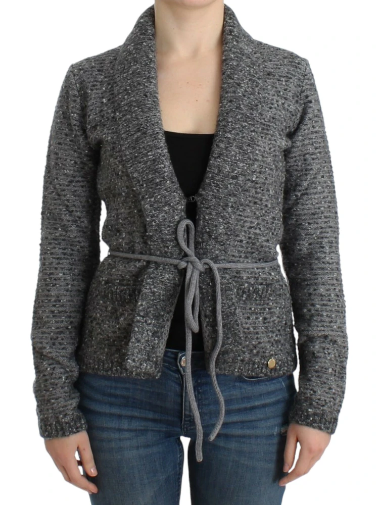 Gray wool knitted cardigan