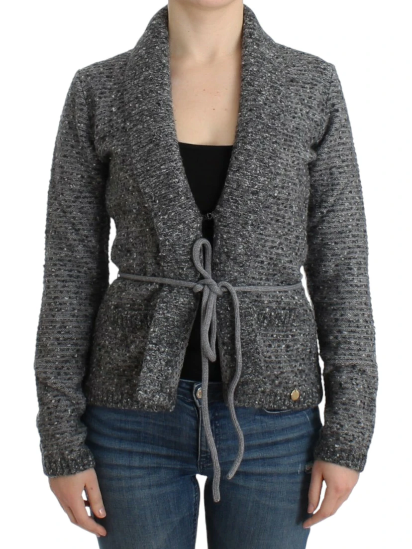 Gray wool knitted cardigan