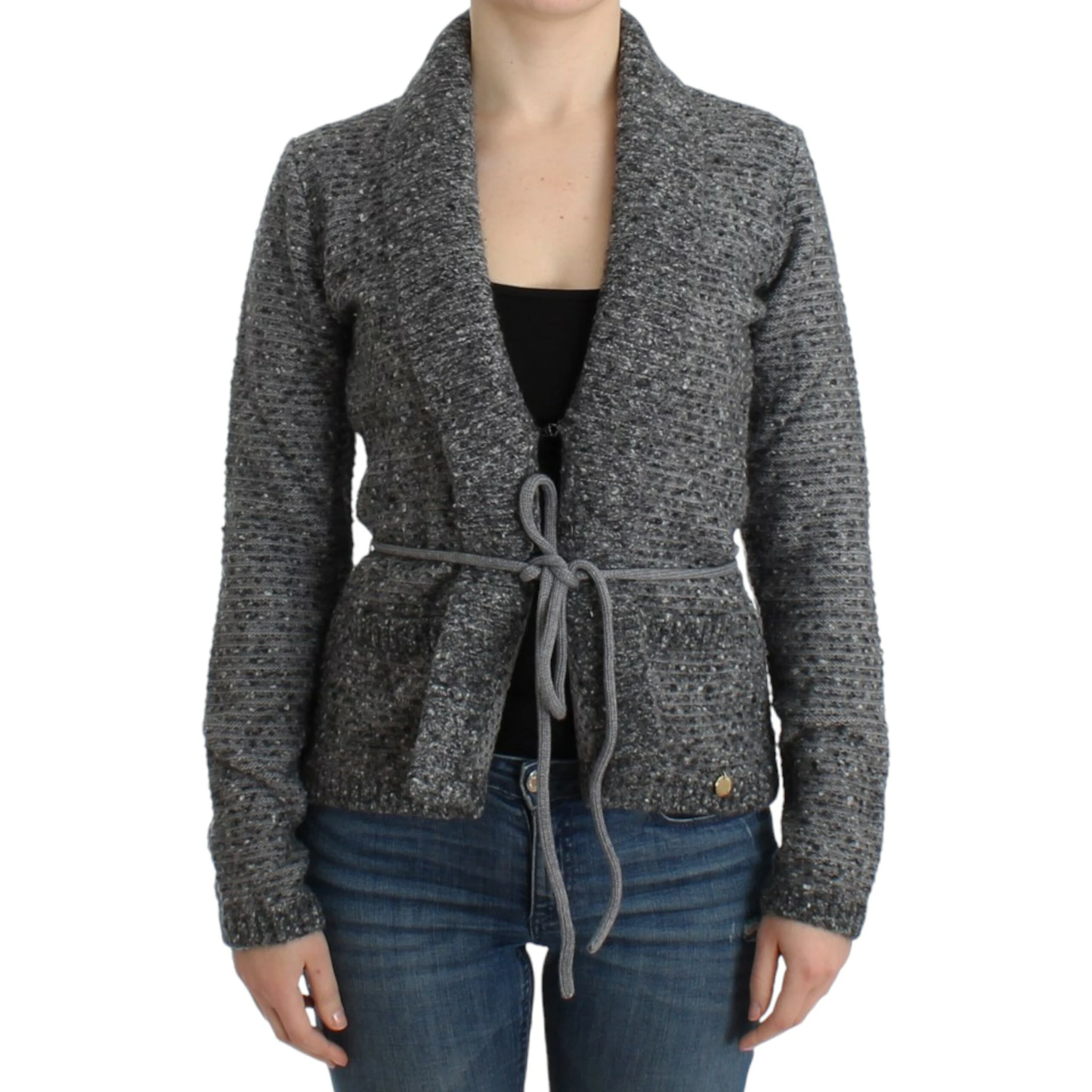 Gray wool knitted cardigan