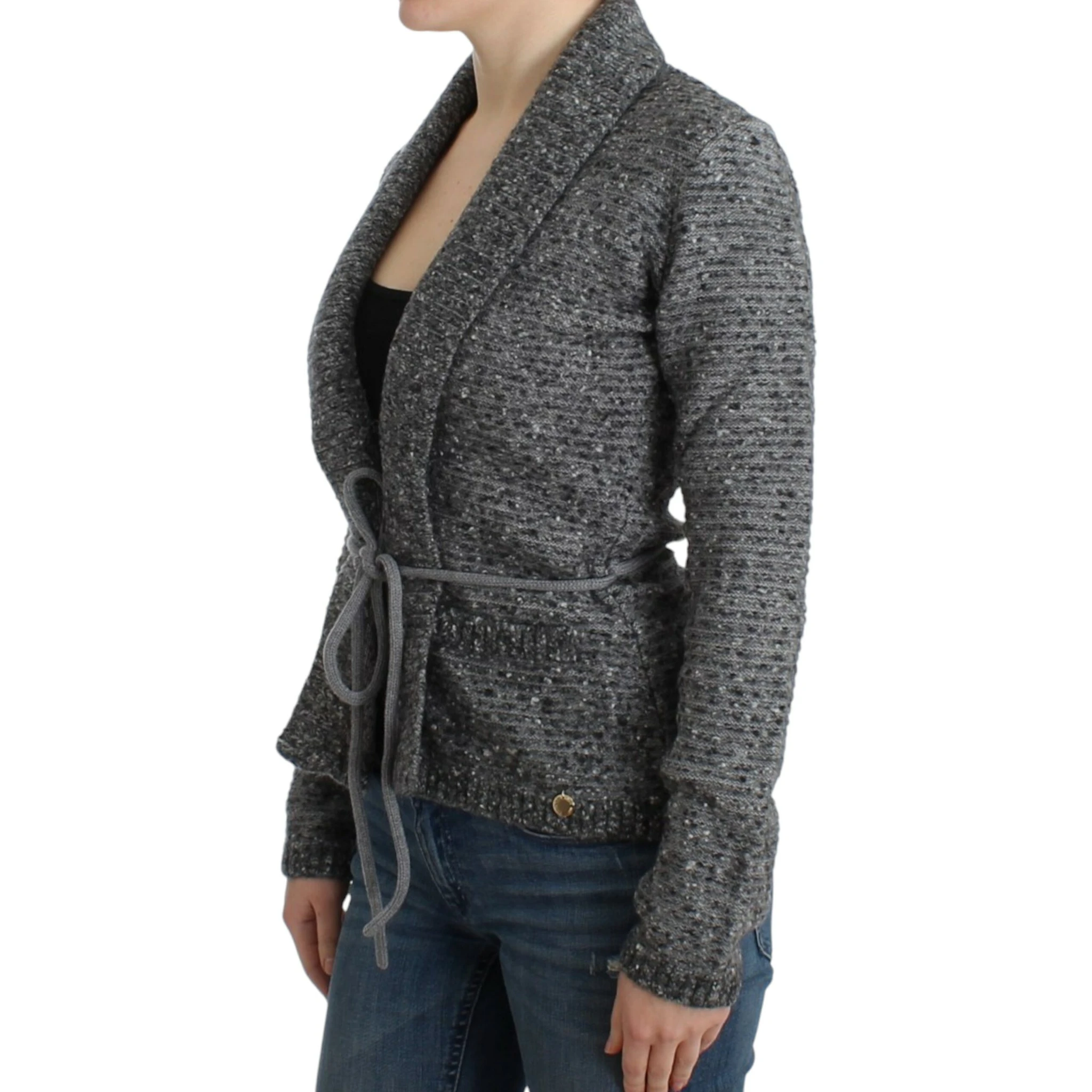 Gray wool knitted cardigan