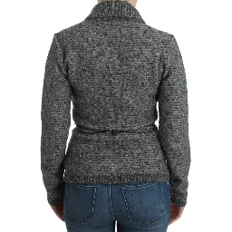 Gray wool knitted cardigan
