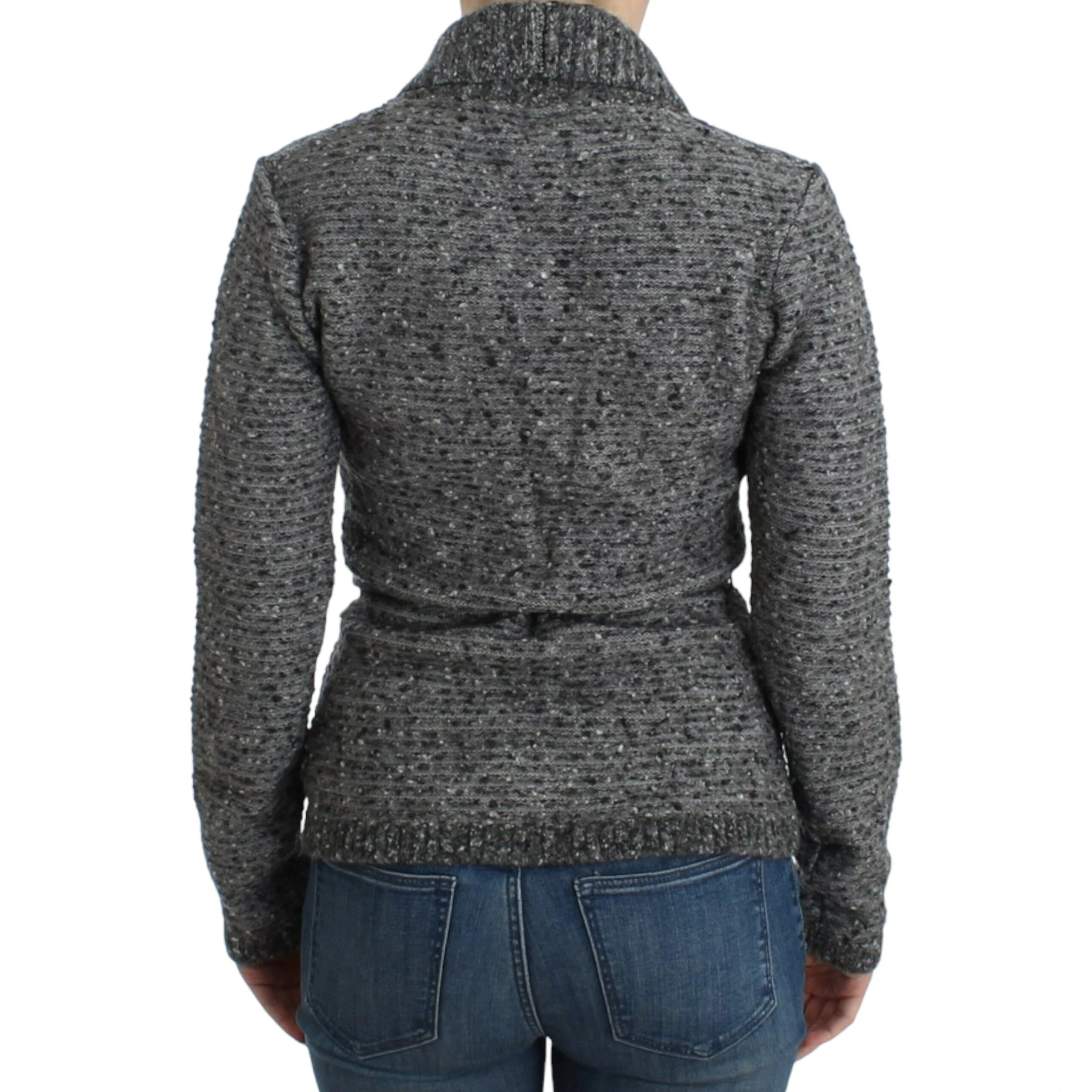 Gray wool knitted cardigan