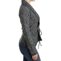 Gray wool knitted cardigan