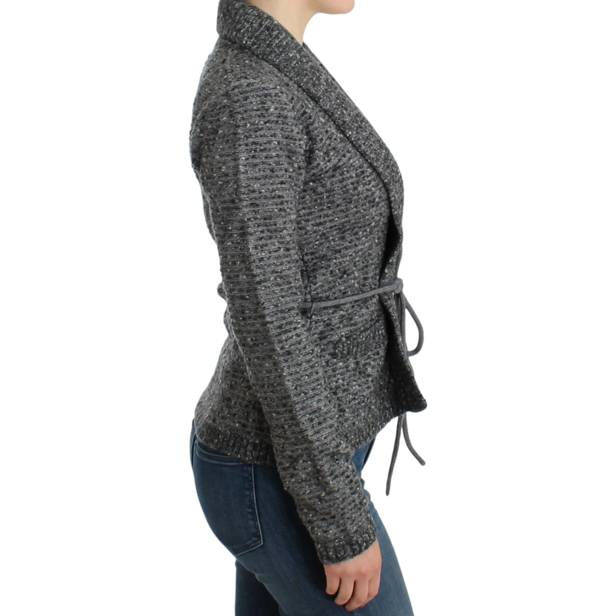 Gray wool knitted cardigan