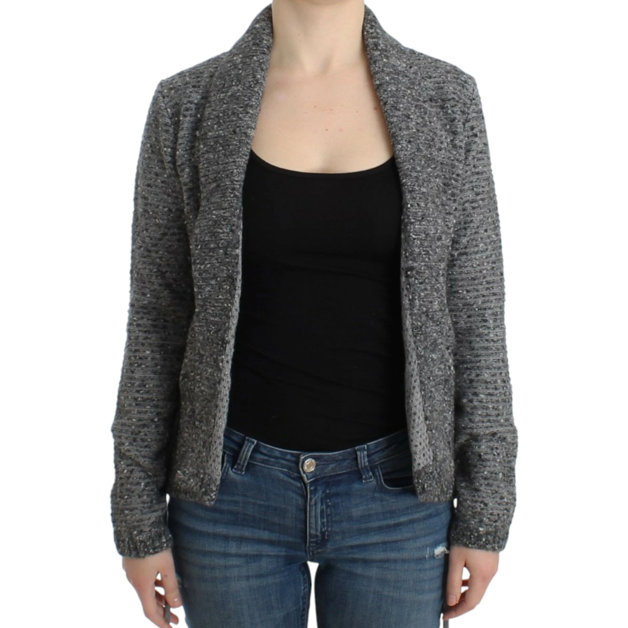 Gray wool knitted cardigan