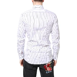 White Stripes GOLD Cotton Formal Shirt