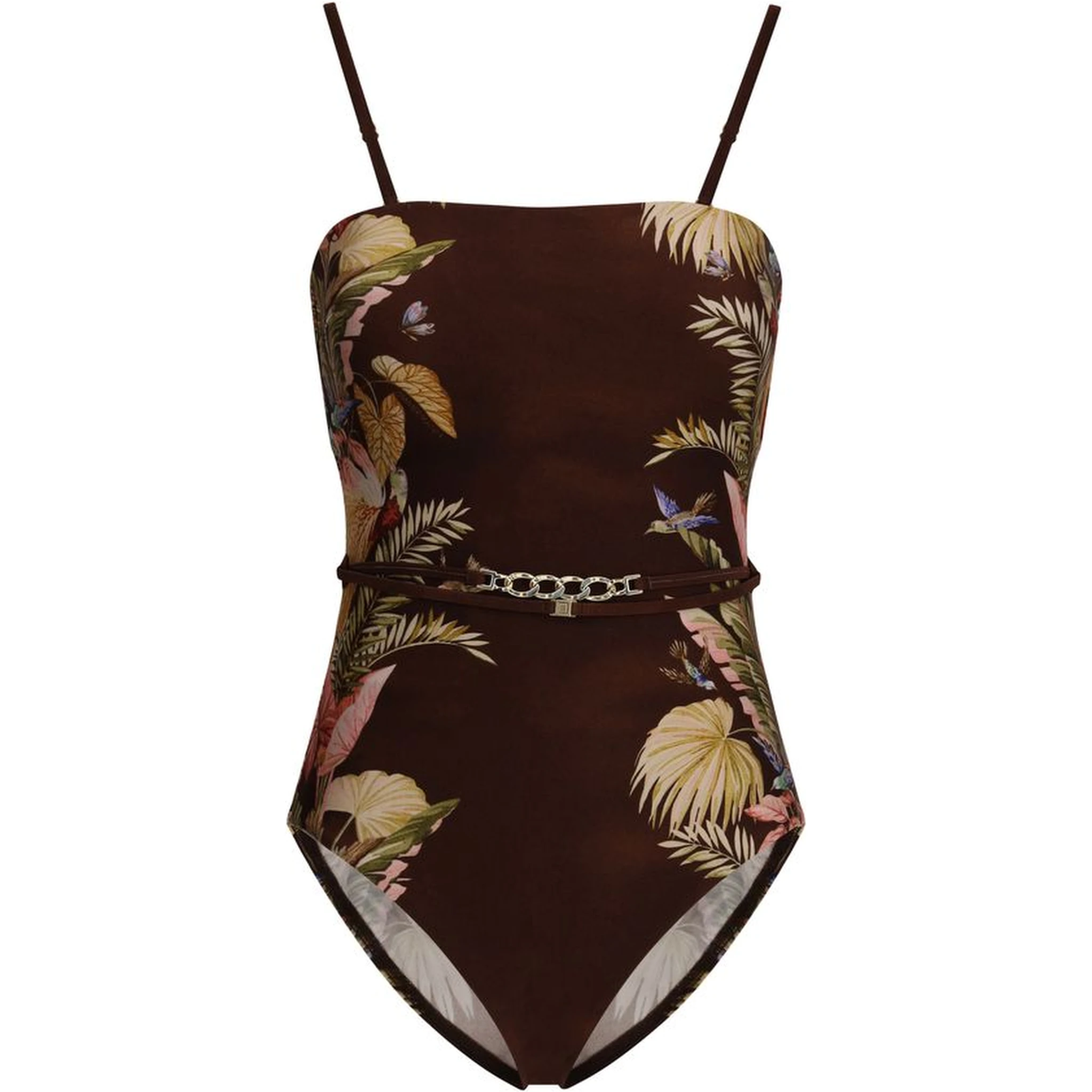 Brown Polyamide One-Piece Swimsuit