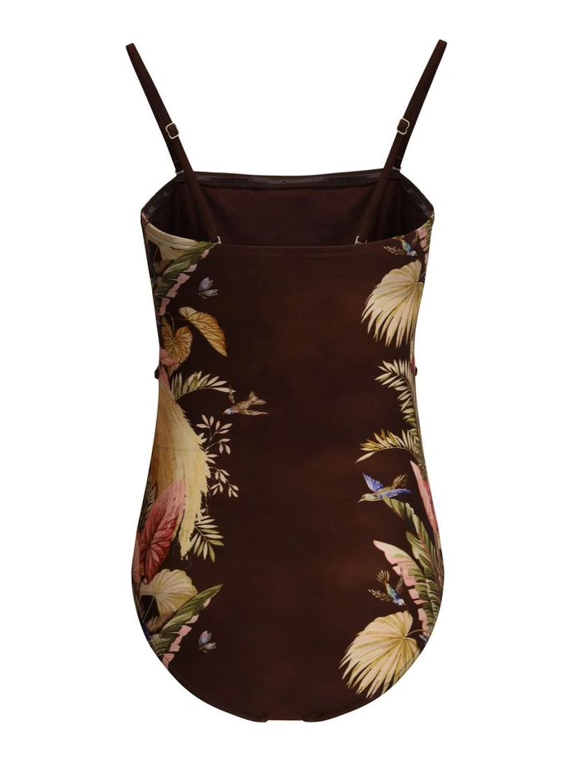 Brown Polyamide One-Piece Swimsuit