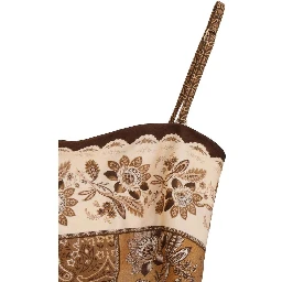 Brown Polyamide One-Piece Swimsuit