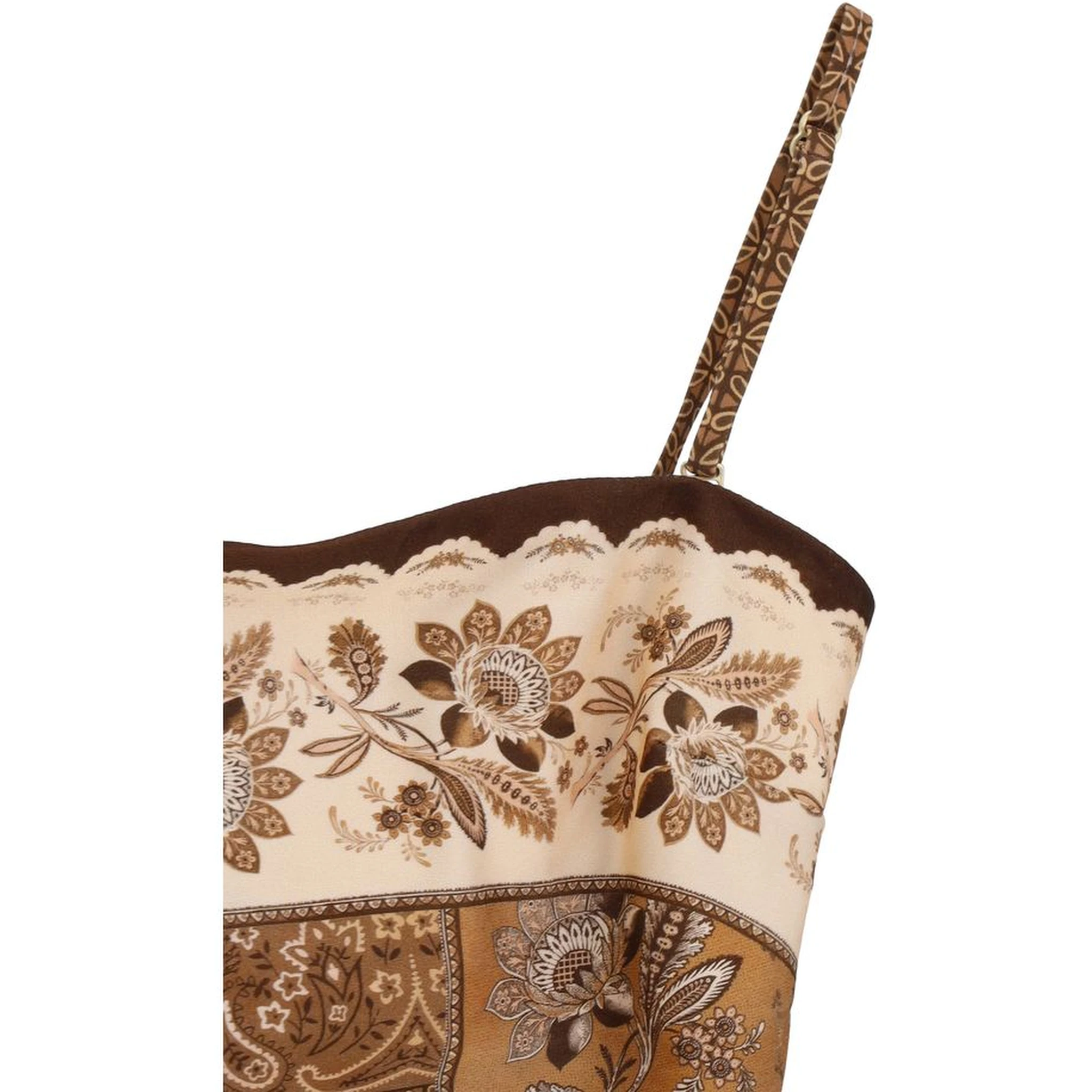 Brown Polyamide One-Piece Swimsuit