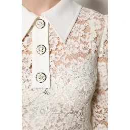 White Floral Lace Long Sleeves Shift Dress