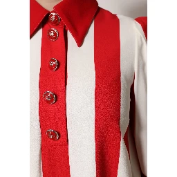 White Red Stripes Long Sleeves Mini Dress