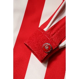 White Red Stripes Long Sleeves Mini Dress